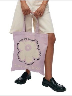Marimekko Vankka Unikko Placement Kioski Cotton / Linen Canvas Tote Bag - Lilac